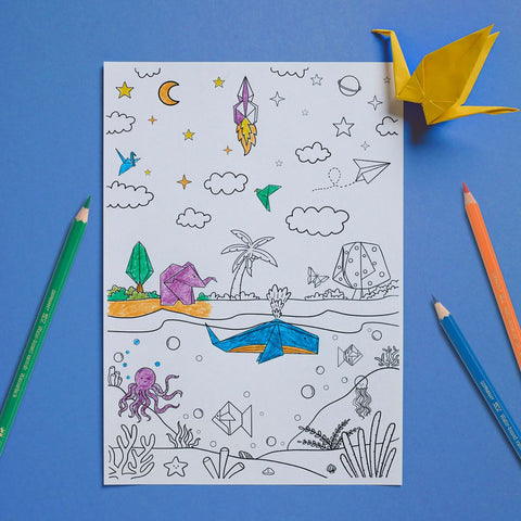 Childrens Day coloring page and color pencils