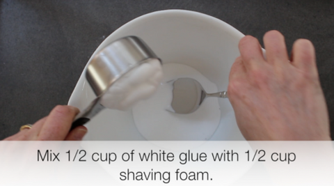 Mix glue and shaving foam