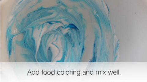 Add food coloring to mix