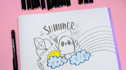 Summer hand lettering and character doodle with Pitt Artist Pens