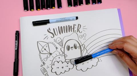 Summer hand lettering and a doodle with a Pitt Artist Pen