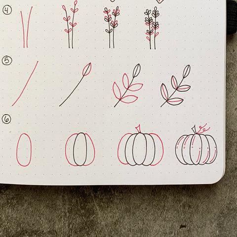 Bullet Journal with autumn doodles and Pitt Artist Pens