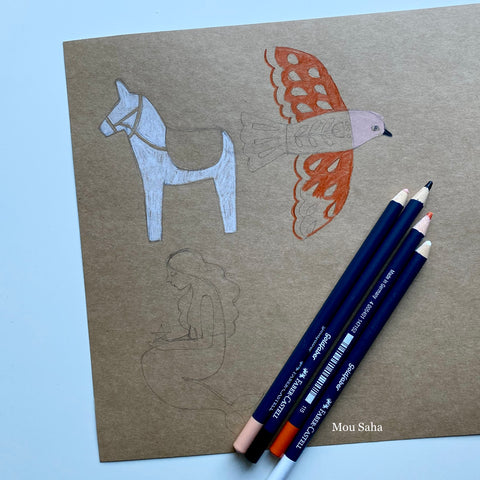Animal sketches with Goldfaber color pencils
