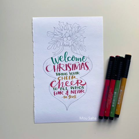 Holiday hand lettering and Pitt Artist Pens