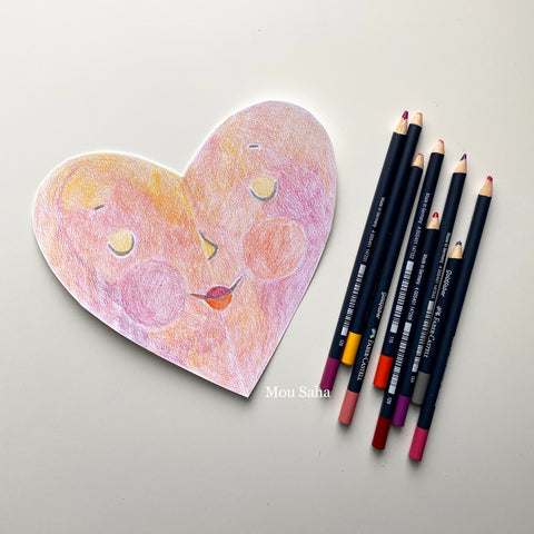 Colored paper heart and Goldfaber Color Pencils