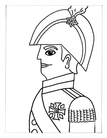 Sketch of a man in soldier outfit