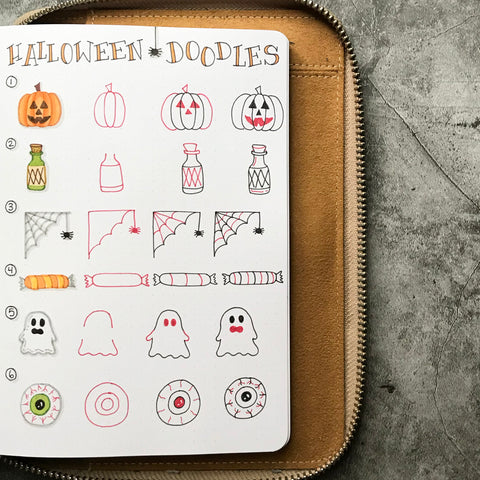 Bullet Journal with Halloween doodles