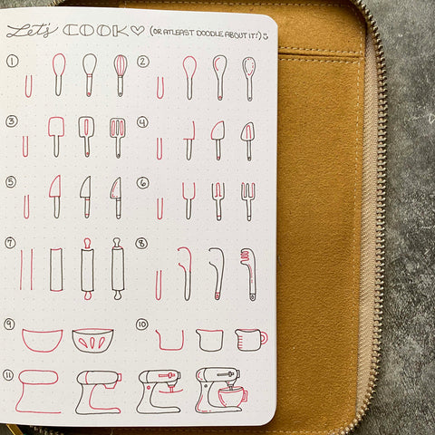 Cooking doodles on Bullet Journal 