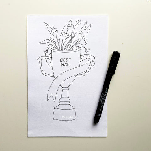 Trophy sketch with Pitt Artist Pen