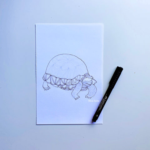 Turtle outline with Pitt Artist Pen