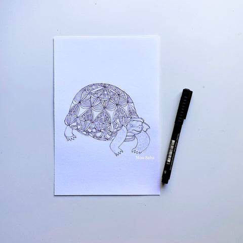 Turtle sketch with Pitt Artist Pen