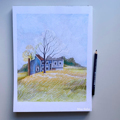 Landscape sketch with Goldfaber Color Pencil