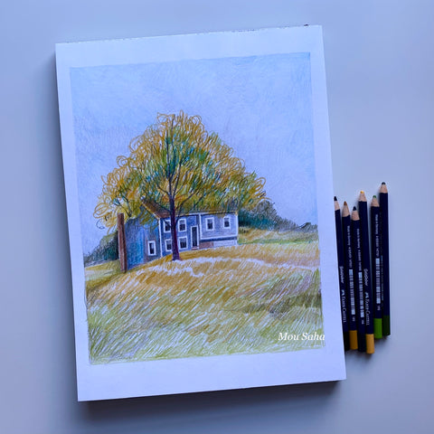 Landscape sketch with Goldfaber Color Pencils