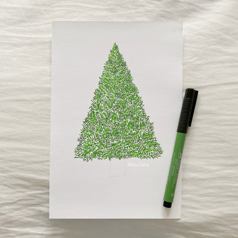 Christmas tree with Pitt Artist Pen