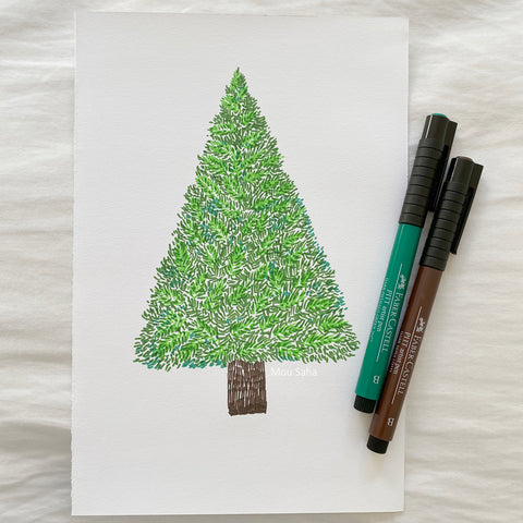 Christmas tree with Pitt Artist Pens