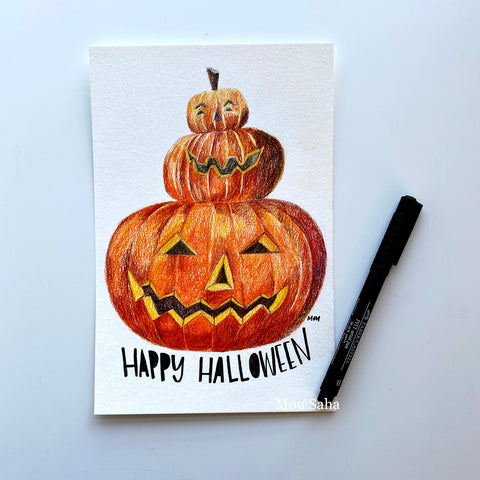 Happy Halloween jack-o-lantern and a Pitt Artist Pen 