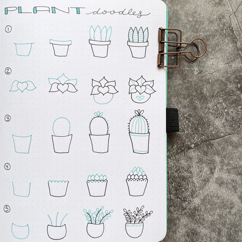 Bullet Journal with plant doodles