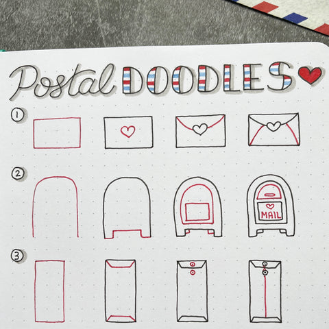 Bullet Journal with postal doodles