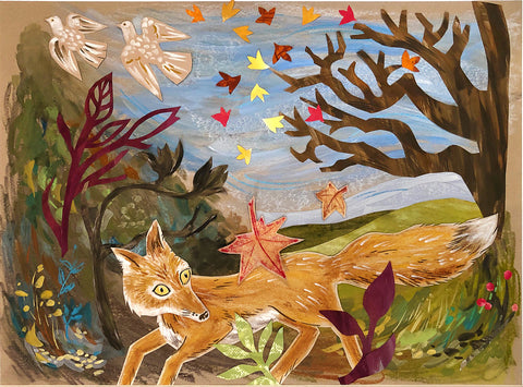 Fox in the woods artwork
