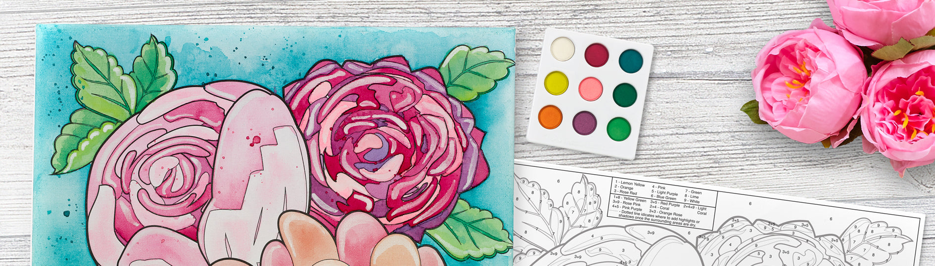 Watercolor Paint By Number Bold Floral