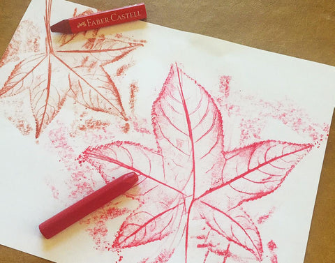 Leaf rubbings with crayon