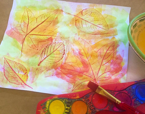 Watercolor on leaf rubbings and Connector Paint