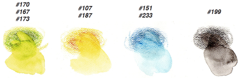 Four watercolor swatches