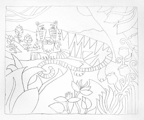 Sketch of tiger in jungle