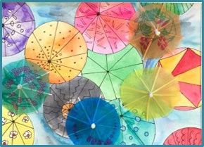 Watercolor umbrellas