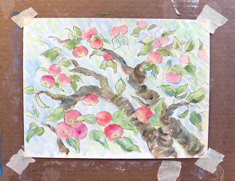 Apple orchard painting