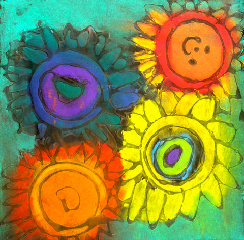 Pastel chalk sunflowers