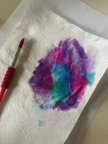 Watercolors on a paper towel