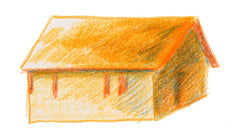 Stage 4 of an orange house with a second layer of an additional color to add even more detail