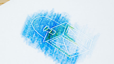 Embossed paper with blue color pencil