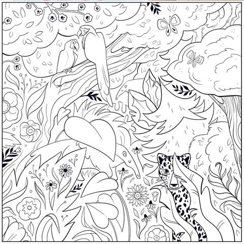 Jaguar and anteater coloring page