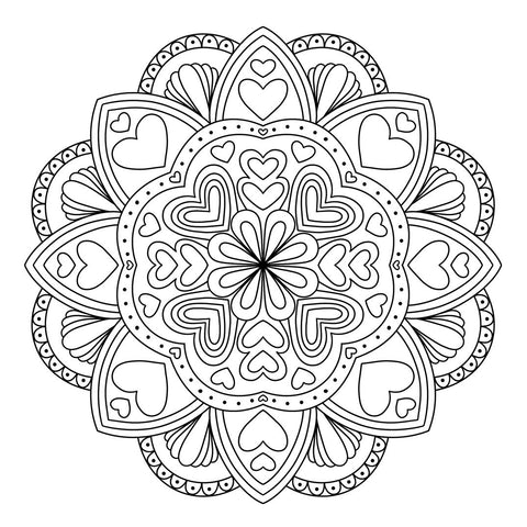 Valentine's Day Mandala Coloring Page 
