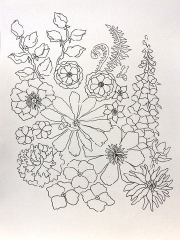 Pen sketch of flowers