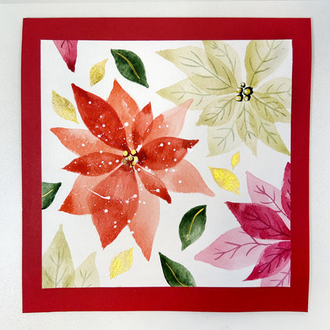 Red poinsettia holiday card