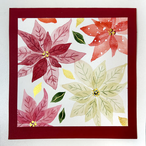 Crimson poinsettia holiday card