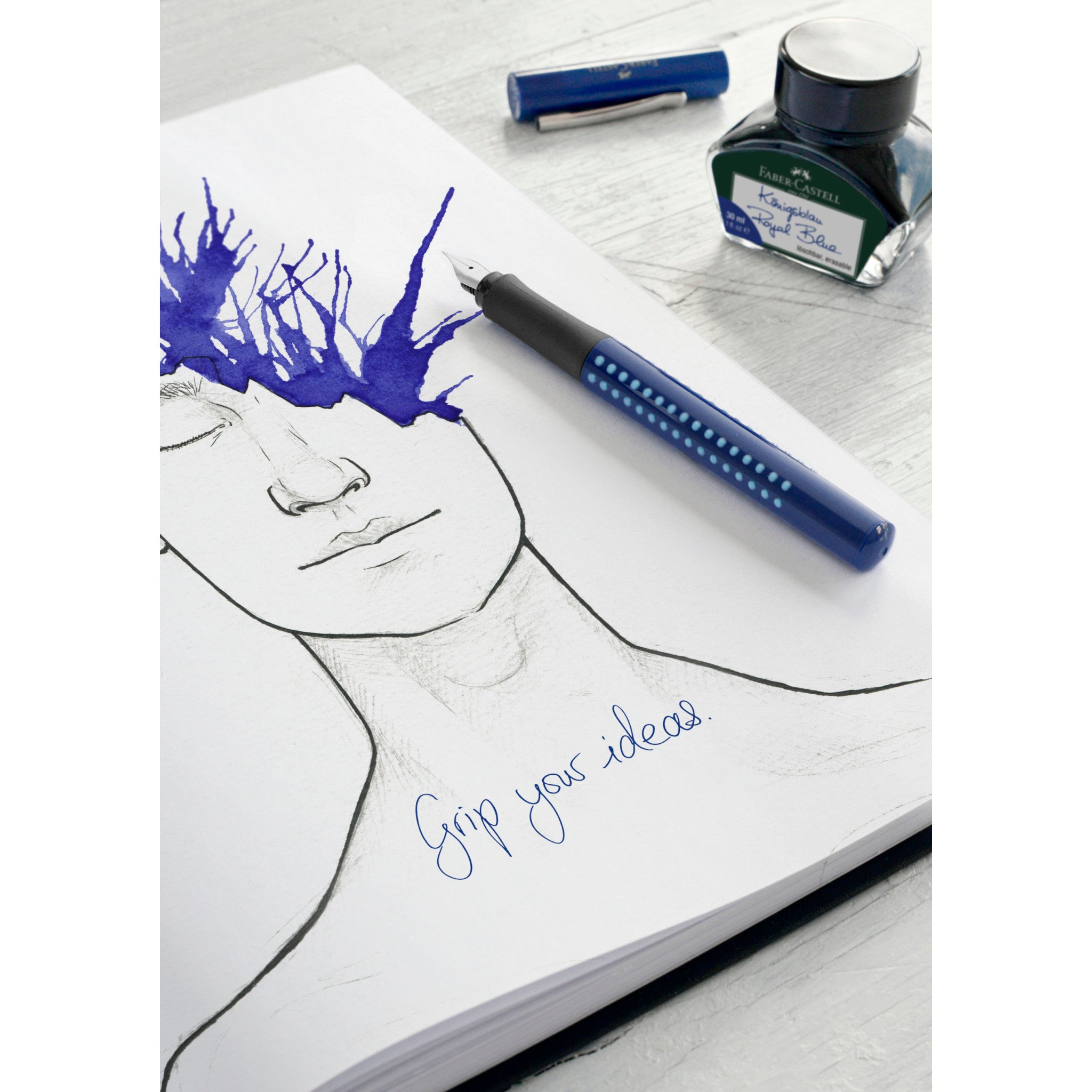 blue ink pen