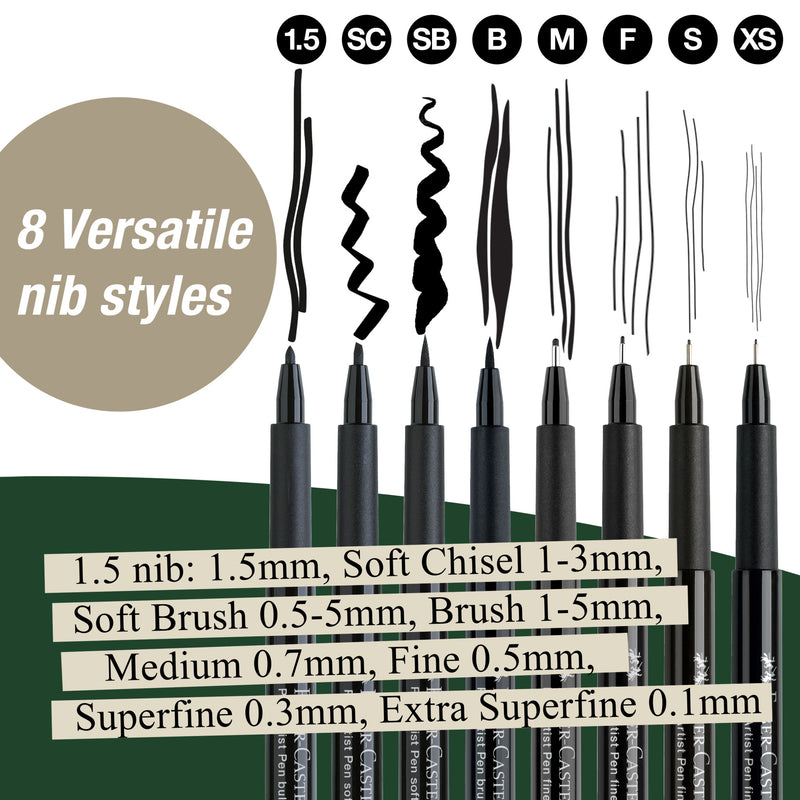 Black Pens: 8 Count Black Pitt Artist Pens – Faber-Castell USA