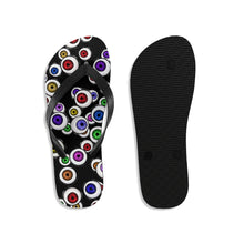 Load image into Gallery viewer, Goth Shoes Eyeballs Everywhere Halloween Unisex Flip-Flops
