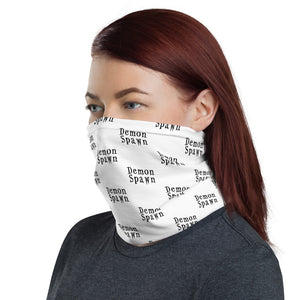 White with black letters Demon Spawn Neck Gaiter Face Mask