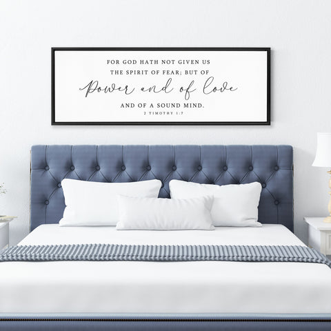 For God Hath Not Given Us The Spirit Of Fear Sign, Scripture Canvas Wall Art | 2 Timothy 1:7