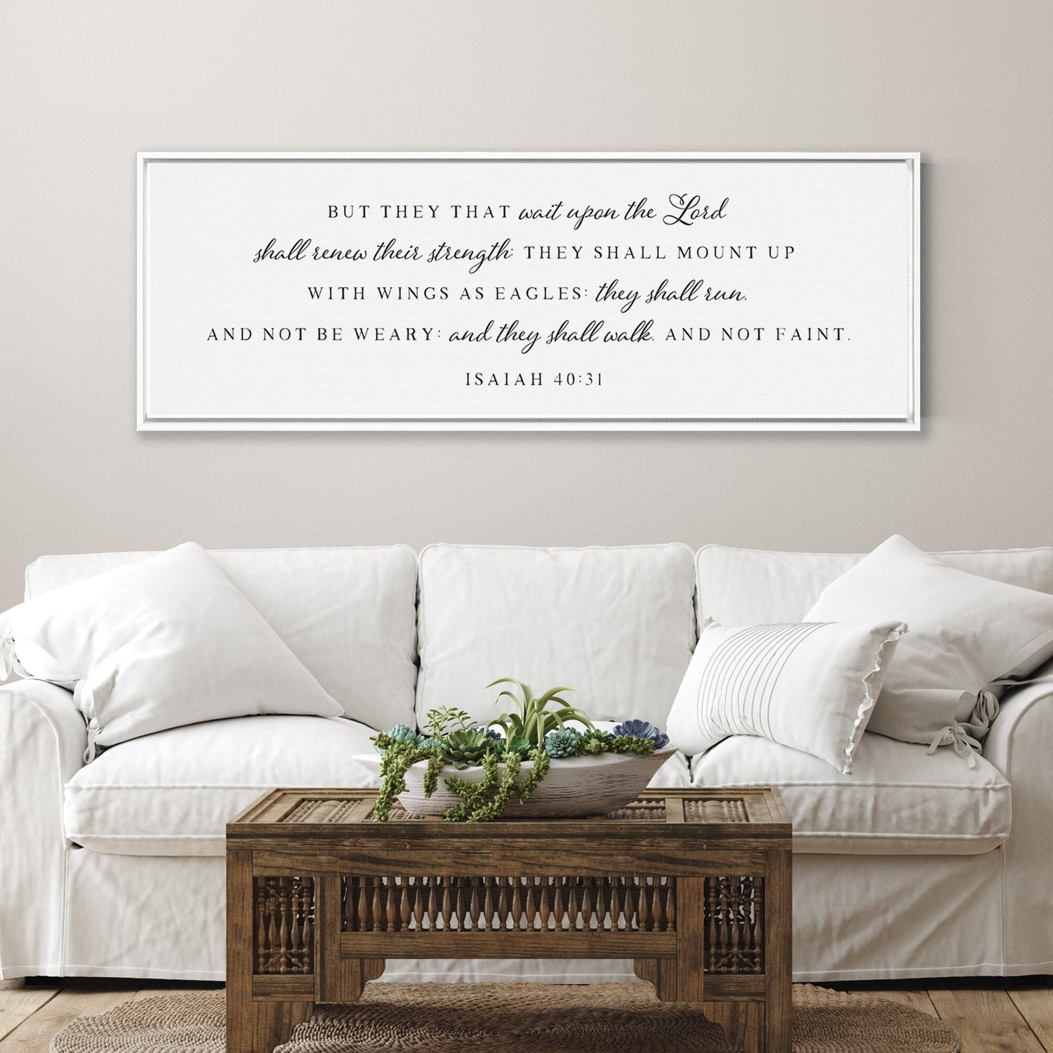 But They That Wait Upon The Lord | Scripture Sign | Christian Wall Decor | Bible Verse Wall Art Sign | Isaiah 40:31 | With Frame Options