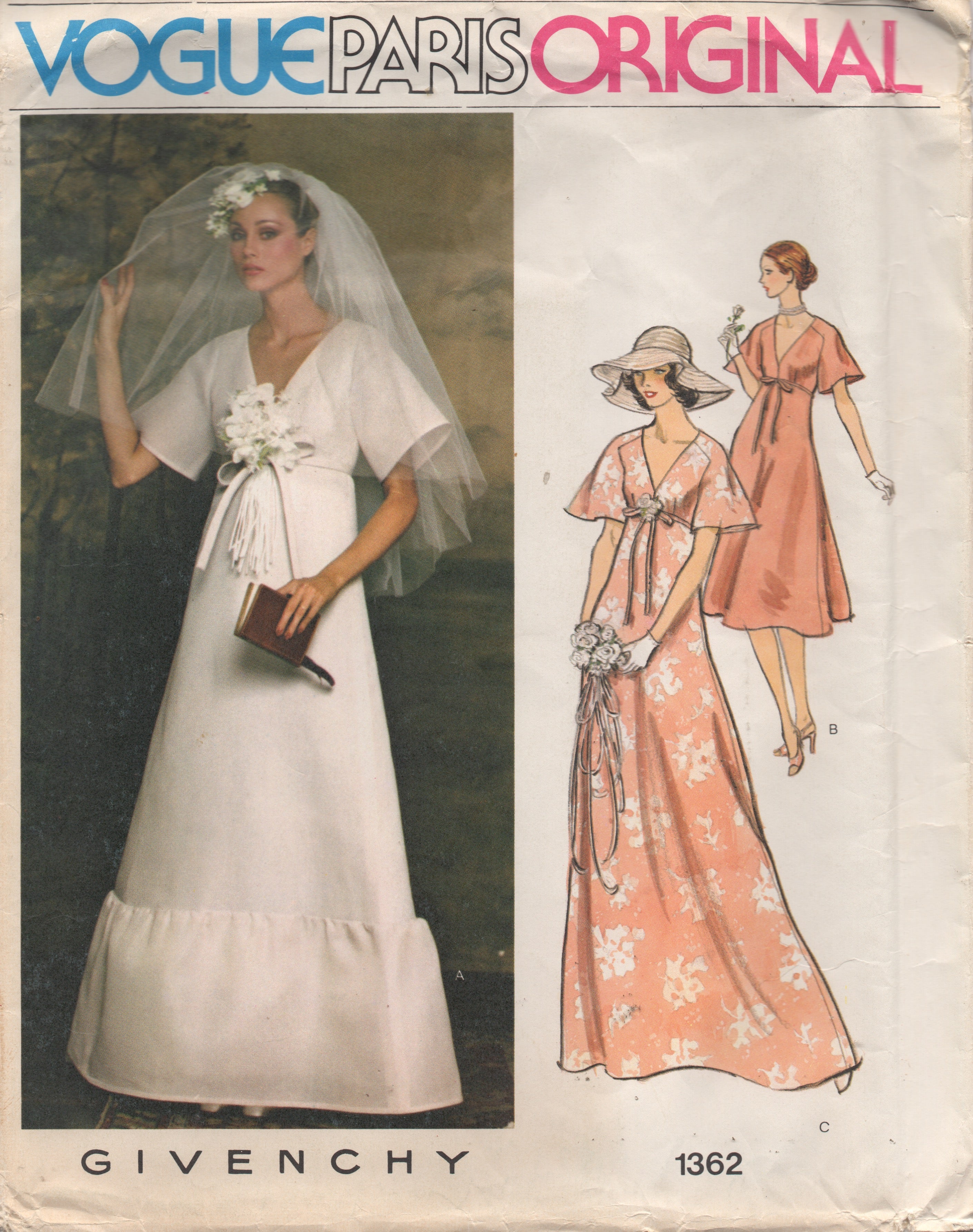 1970's Vogue Paris Original by Givenchy Empire Waist A line Wedding Go –  Backroom Finds