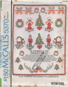 1970's McCall's Christmas Sampler Embroidery Transfer - UC/FF -  No. 5370