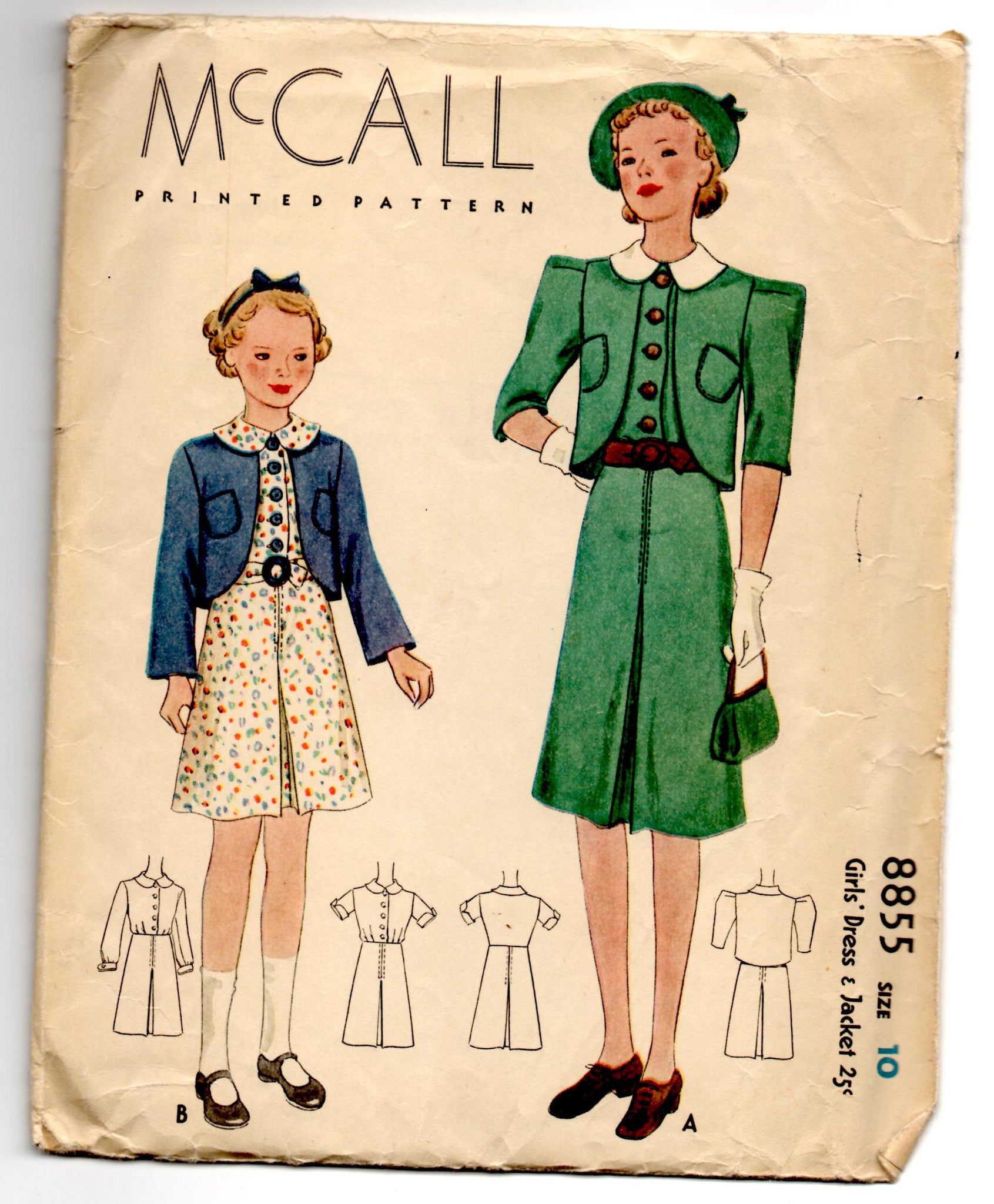 1930 S Mccall Girl S One Piece Dress And Jacket Pattern Breast 28 Backroom Finds