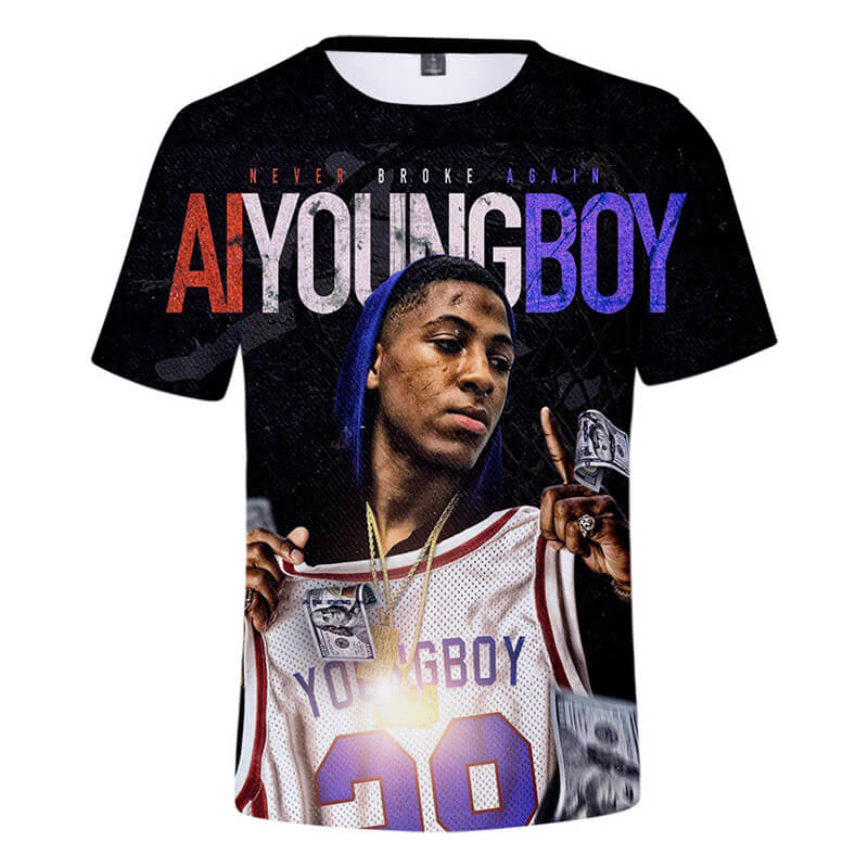 NBA YoungBoy T-Shirts Unisex 3D Short Sleeve Sweatshirt-FFFort