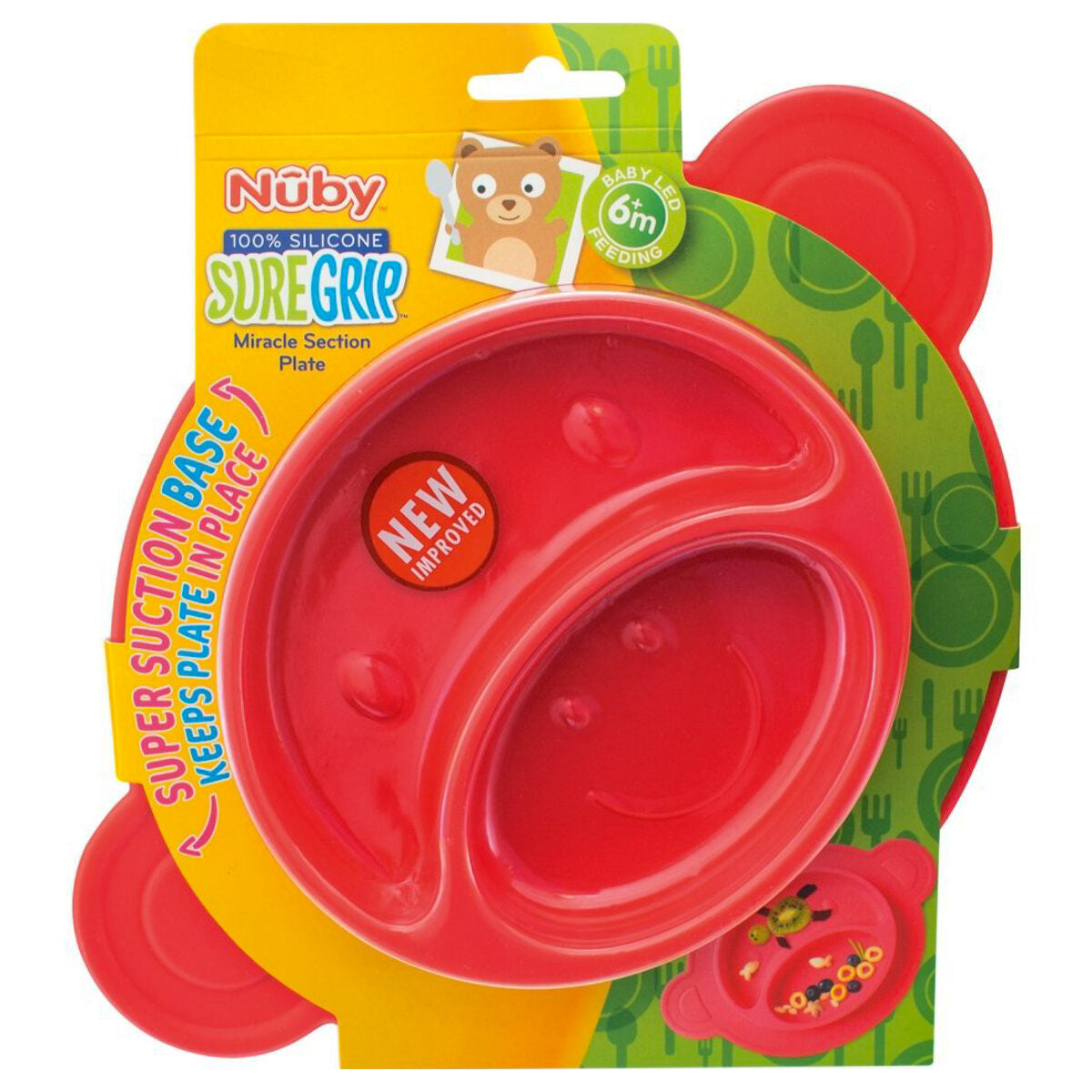 Nuby Sure Grip Silicone Miracle Mat Section Plate, Colors May Vary